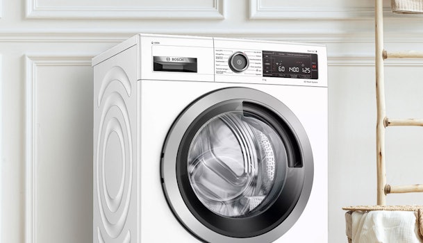 Bosch Serie 8 wasmachine met VarioPerfect in elegante en lichte woonomgeving