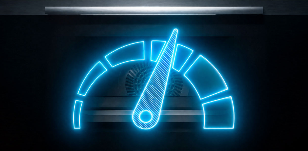 Variospeed magnetronfunctie visualisatie met neon snelheidsmeter voor snellere bereiding