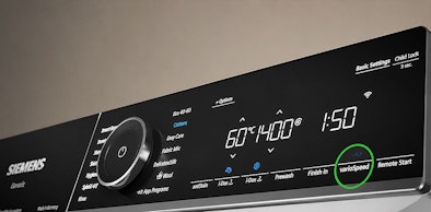 varioSpeed verkort de was- en droogtijd van een Siemens was-droogcombinatie