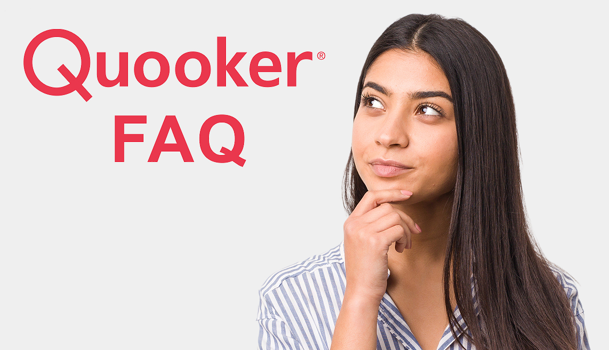 Vrouw met nadenkende blik en Quooker FAQ tekst