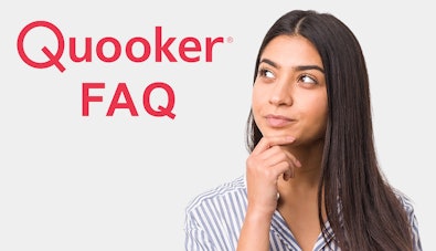 Vrouw met nadenkende blik en Quooker FAQ tekst