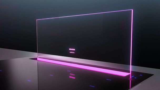 Het verlichte glazen paneel met emotionLight Pro.