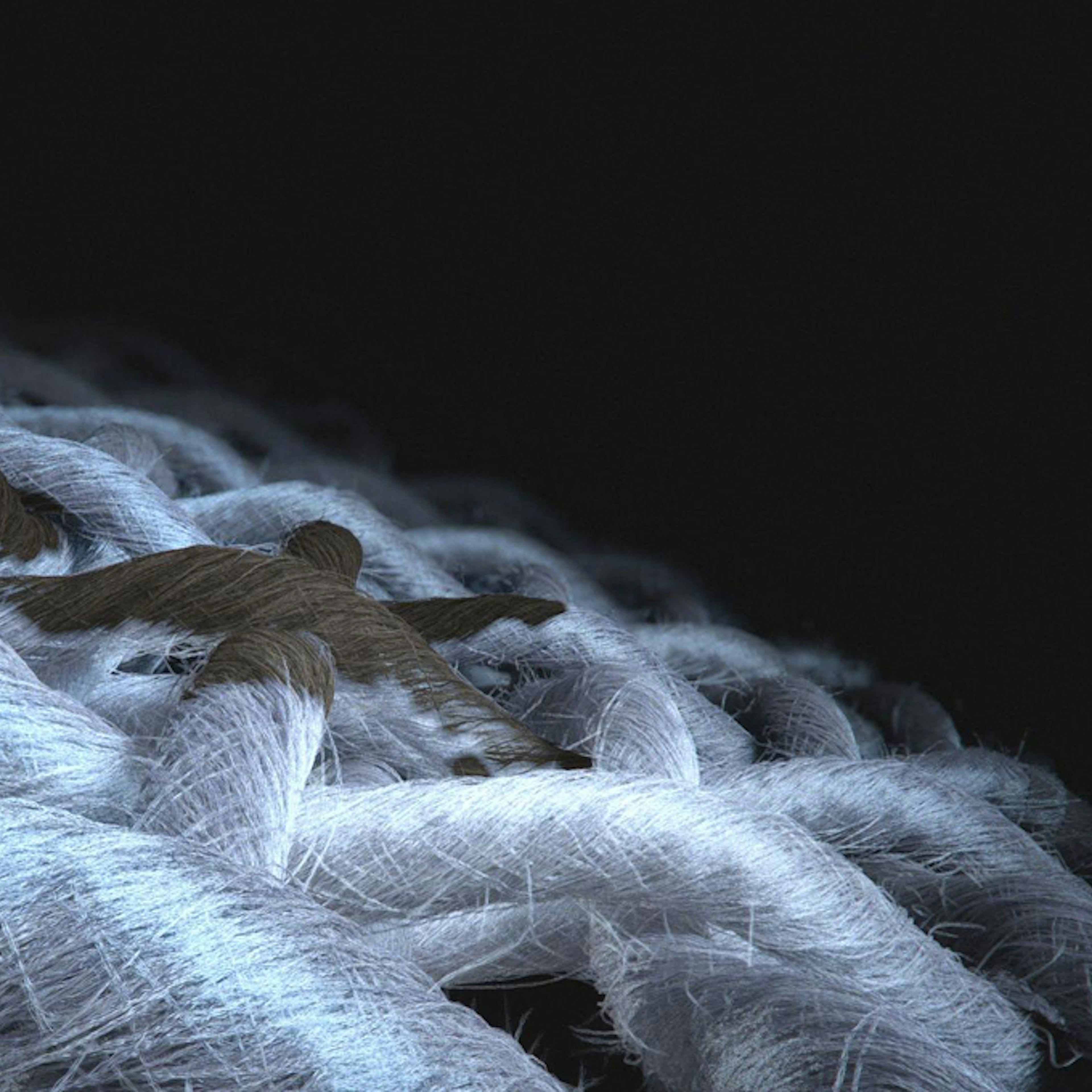 Close-up van vezels met een vlek.