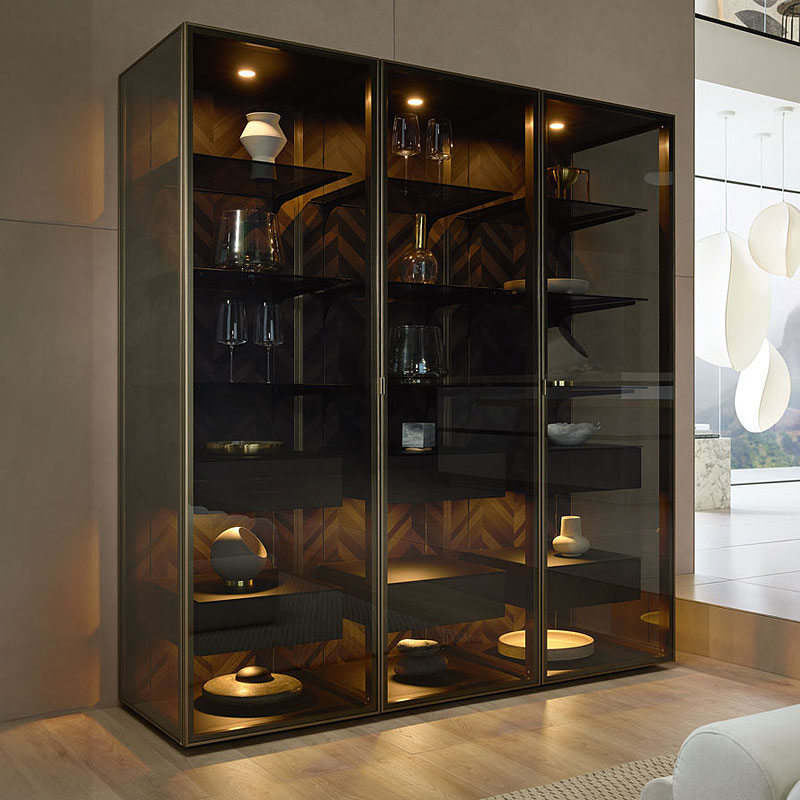 Vitrinekast rookglas met verlichting