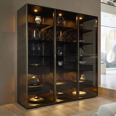 Vitrinekast rookglas met verlichting