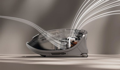 Volledig gesloten filtersysteem anti-allergie cycloon technologie luchtstroom allergeenscheiding HEPA doorsnede