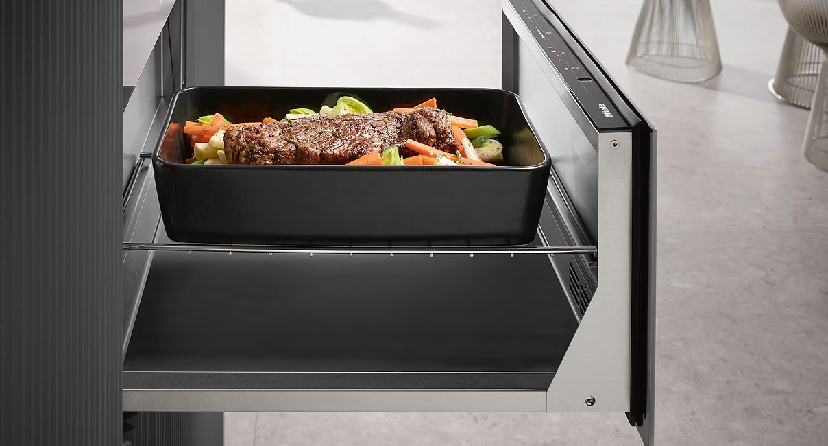 Miele warmhoudlade met volledig uittrekbare lade en telescopische rails