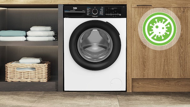 Beko wasmachine met hygiënefunctie die allergenen en bacteriën helpt verminderen tijdens het wassen