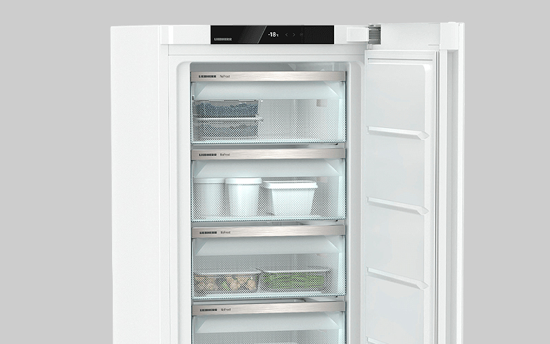 Staande vrieskast met meerdere transparante NoFrost-lades