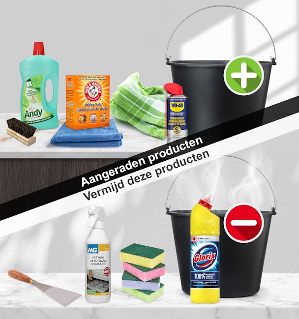 Aanbevolen schoonmaakmiddelen voor vriezerreiniging naast afgekeurde agressieve producten