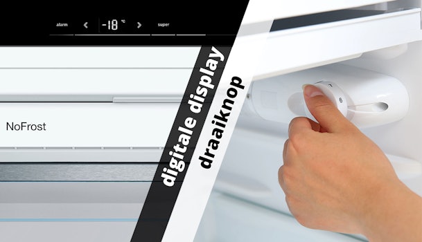 Digitale en handmatige temperatuurregeling van een vriezer met display en draaiknop