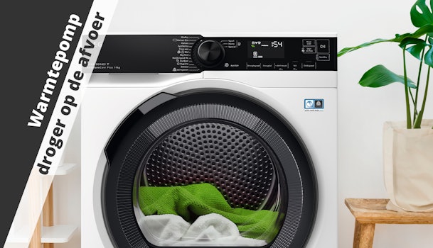 Warmtepomp droger op waterafvoer aangesloten.