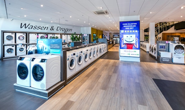 Was-en droogapparatuur in onze showroom in Cruquius