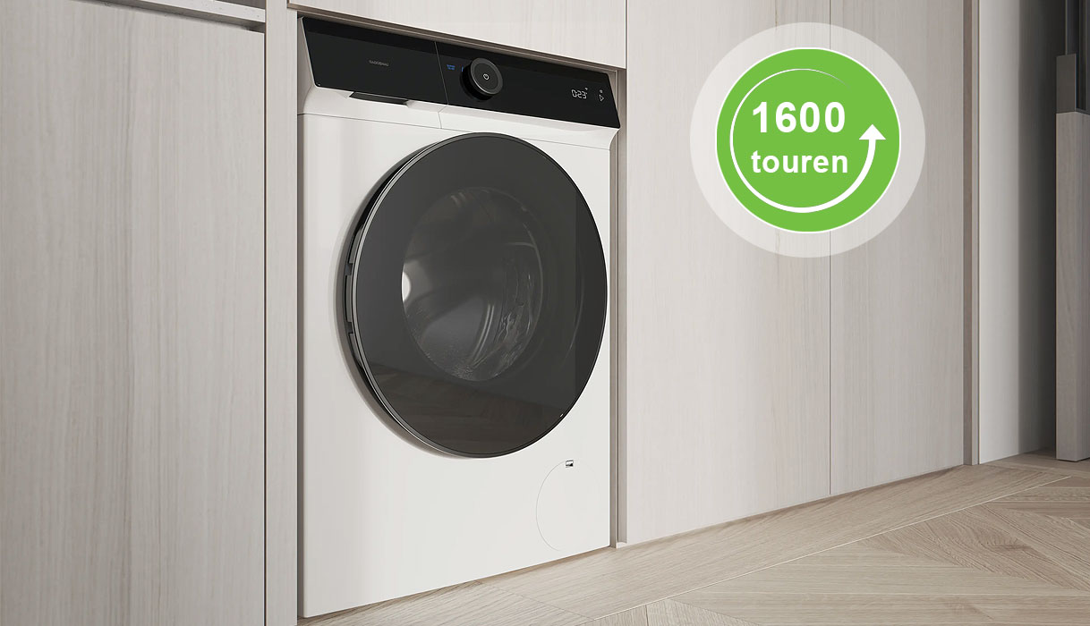 Wasmachine met 1600 toeren waarbij het wasgoed het droogst uit de trommel komt