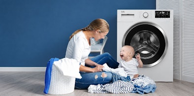 Beko was-droogcombinatie met Hygiene+ die op hogere temperatuur wast tegen allergenen en bacteriën
