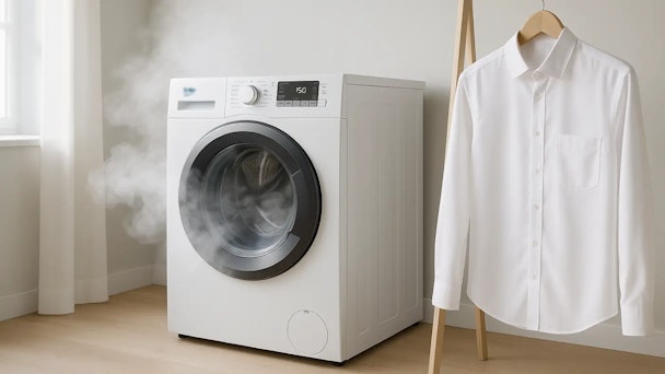 Beko wasmachine met SteamCure technologie die stoom gebruikt om kleding te ontkreuken en op te frissen