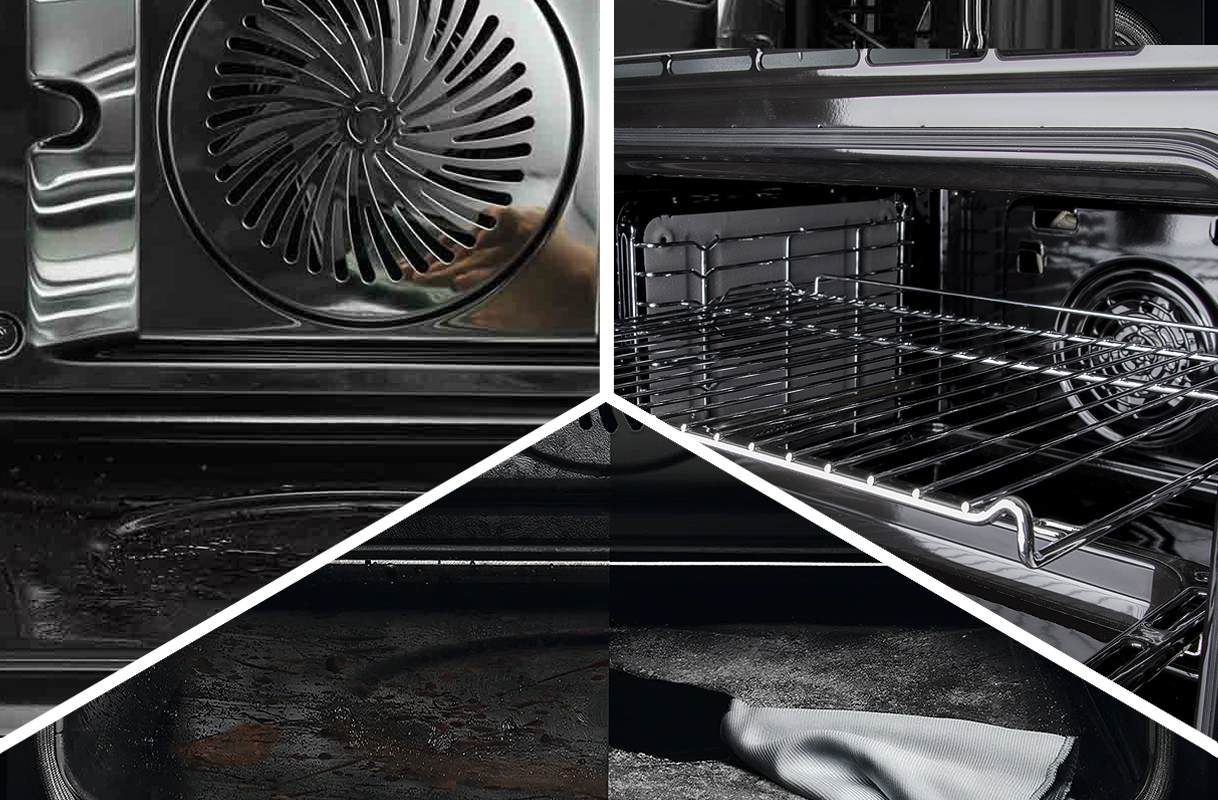 Verschillende oveninterieurs als vergelijking getoond