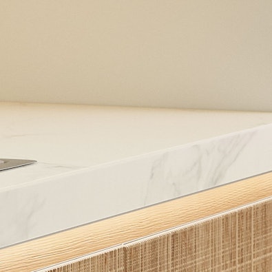 Wit marmerlook werkblad met matte afwerking