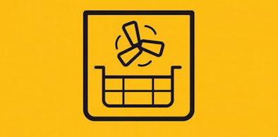 Pictogram van frituurmand met circulerende hete lucht voor frituren zonder olie met AirFry