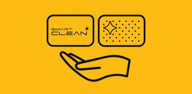 Pictogram van hand met spons voor twee reinigingsprogramma's in één oven met FlexiClean