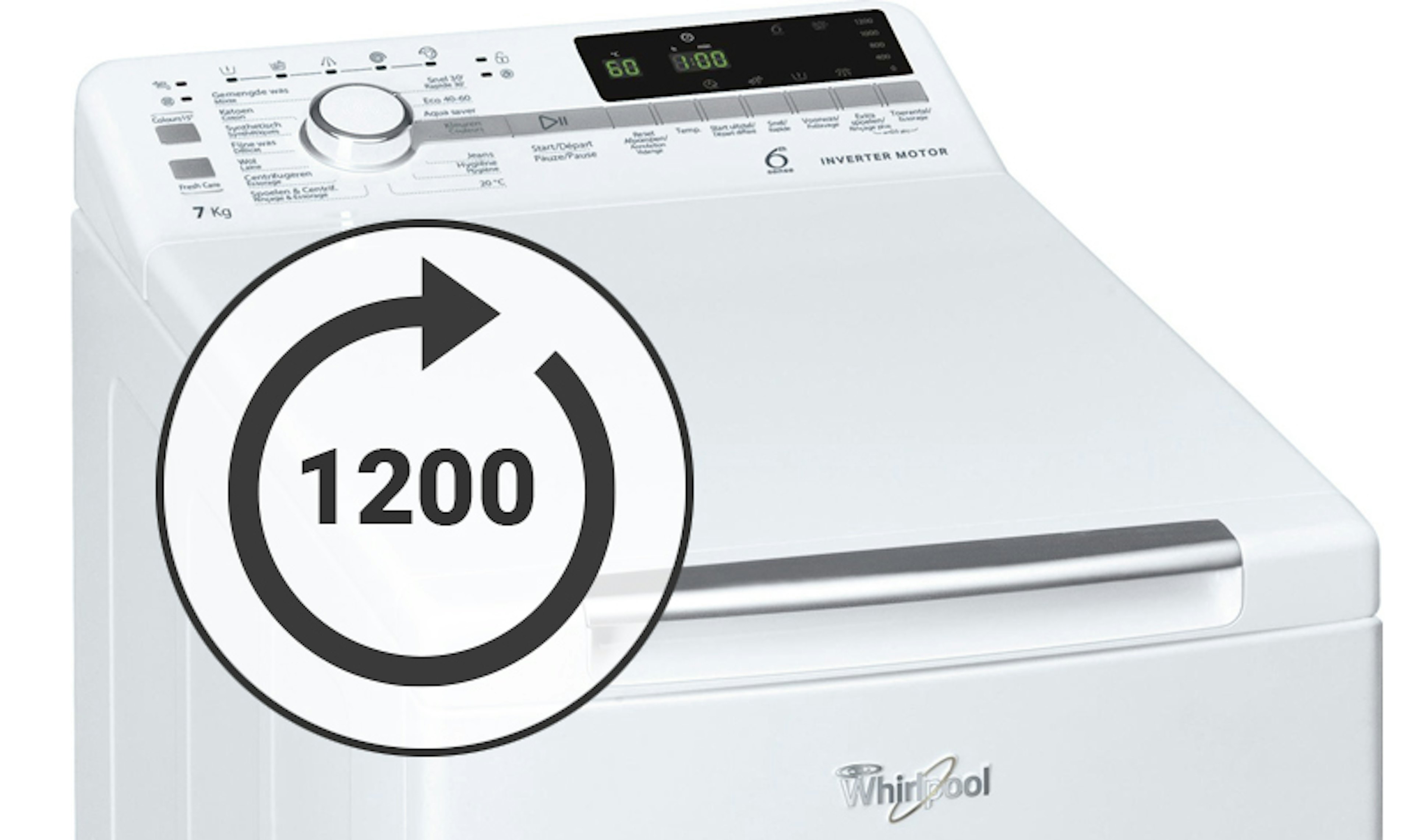 Whirpool bovenlader wasmachine 1200 toeren