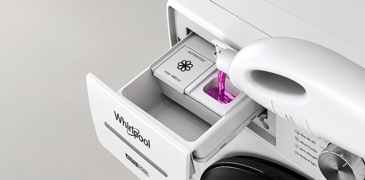 Whirlpool wasmachine met AutoDose systeem dat zelf de juiste hoeveelheid wasmiddel doseert