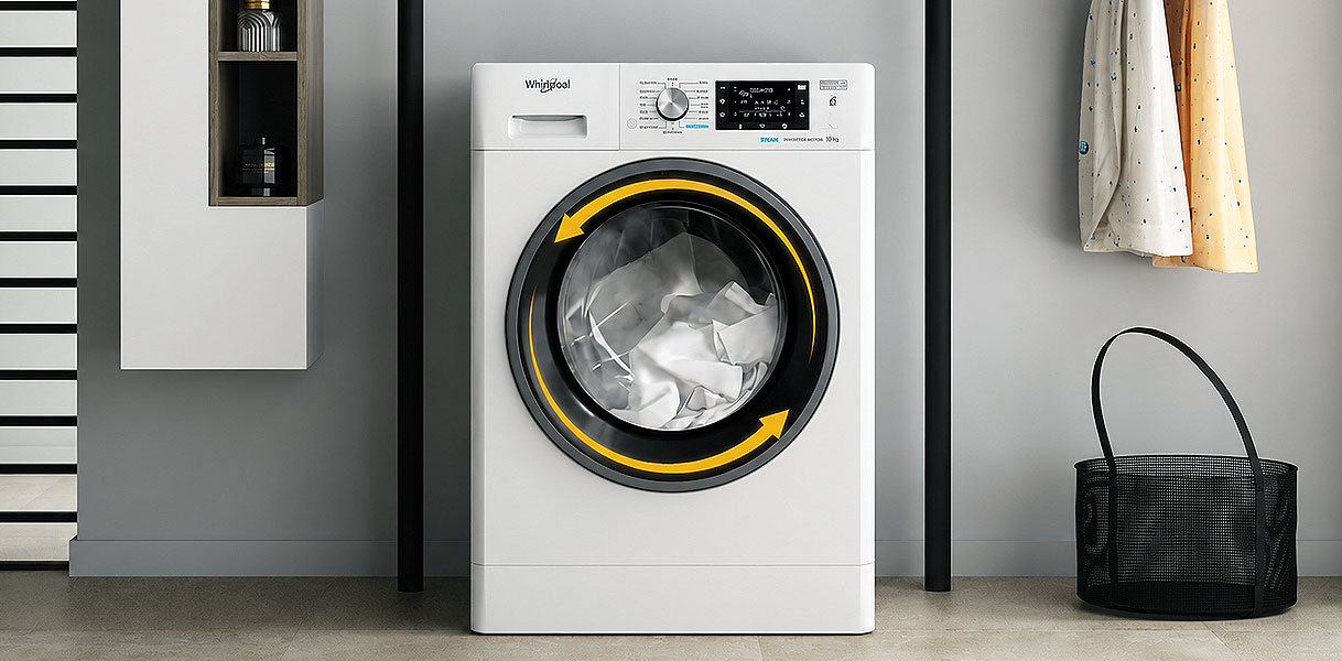 Whirlpool wasmachine met FreshCare functie die de trommel laat doordraaien voor frisse was