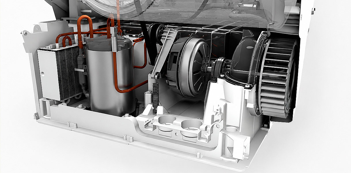 Koolborstelloze SenseInverter motor van een Whirlpool wasmachine die stil en zuinig draait