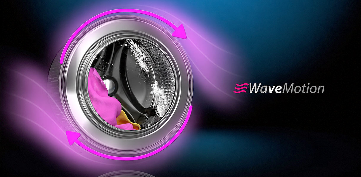 Whirlpool wasmachine met WaveMotion trommelbeweging die wasgoed gelijkmatig en voorzichtig wast