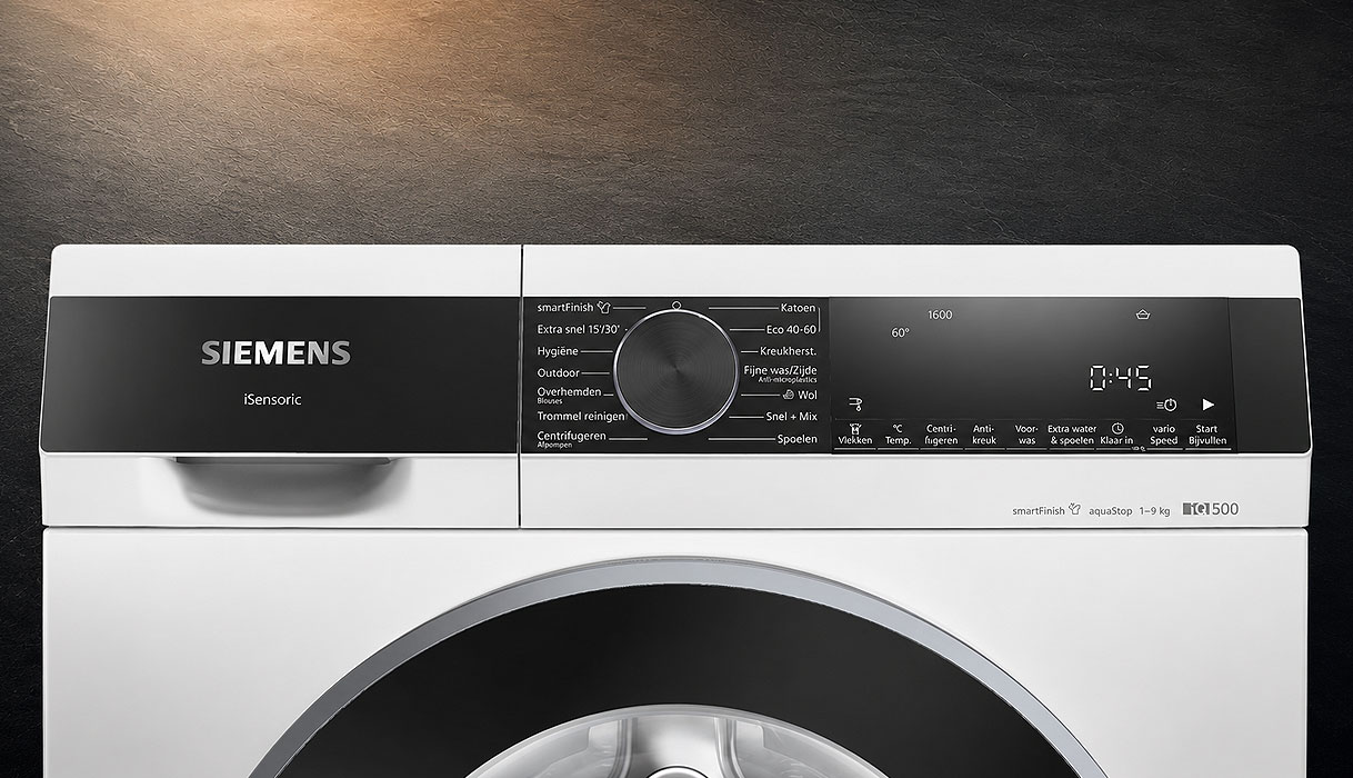 Siemens wasmachine van 9 kg met ruime trommel voor een gezin van vier personen