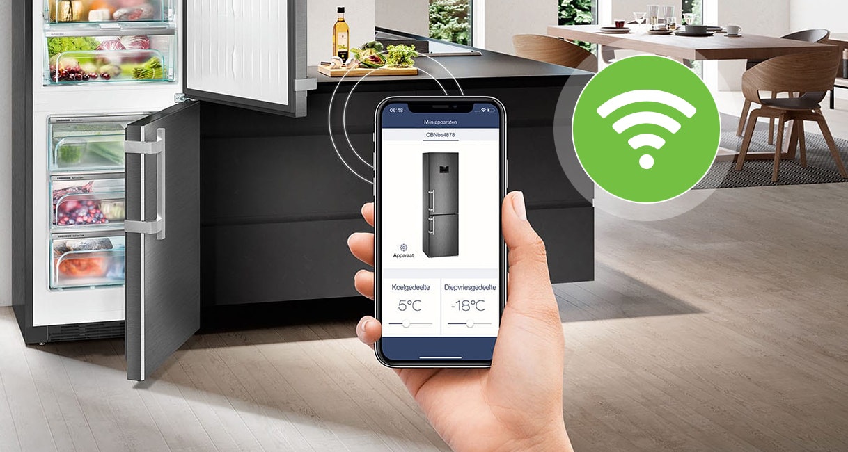 Een slimme koelkast heeft een draadloze WiFi verbinding nodig.