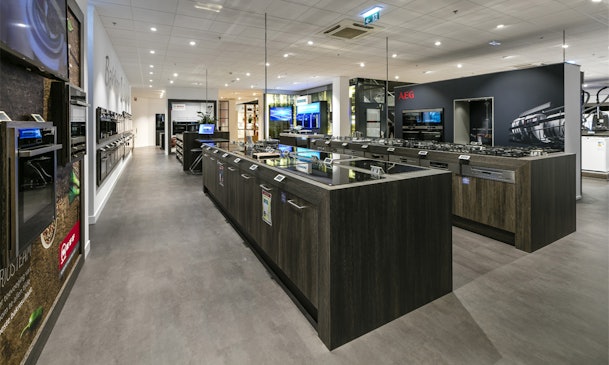 Inductie kookplaten met afzuiging in onze winkel.
