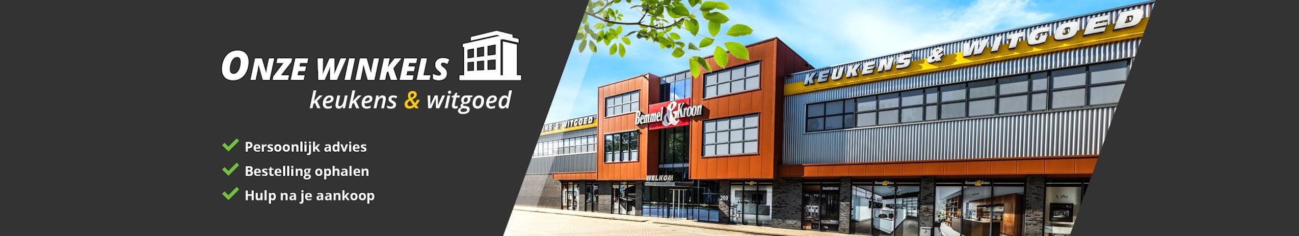 Winkels met keukenapparatuur en complete keukens onder één dak.