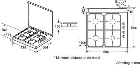 Bosch PBP0C5Y60N vrijstaand kookplaat afbeelding 6