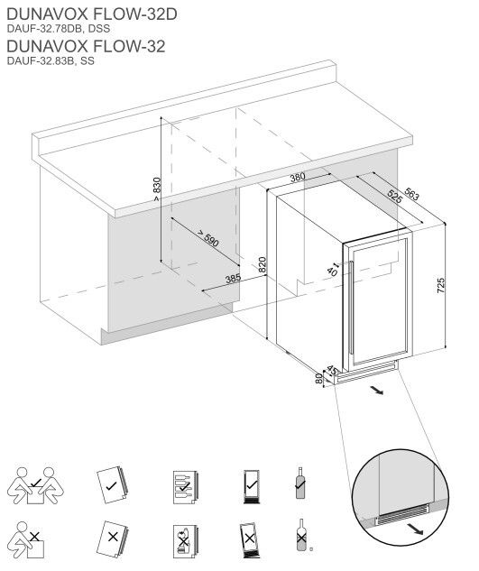Dunavox wijnkast inbouw DAUF 32 78DSS afbeelding 4