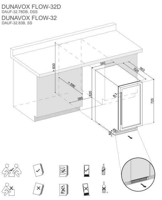 Dunavox wijnkast inbouw DAUF 32 83B afbeelding 4