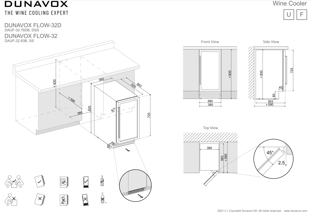 Dunavox wijnkast inbouw DAUF 32 83DMB afbeelding 4