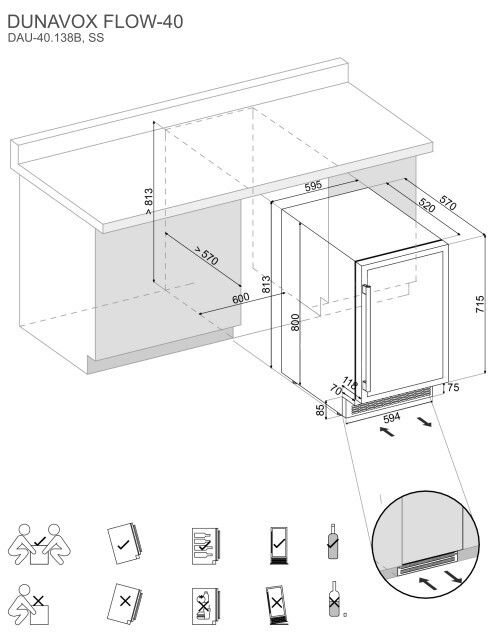 Dunavox wijnkast inbouw DAUF 40 138B afbeelding 4