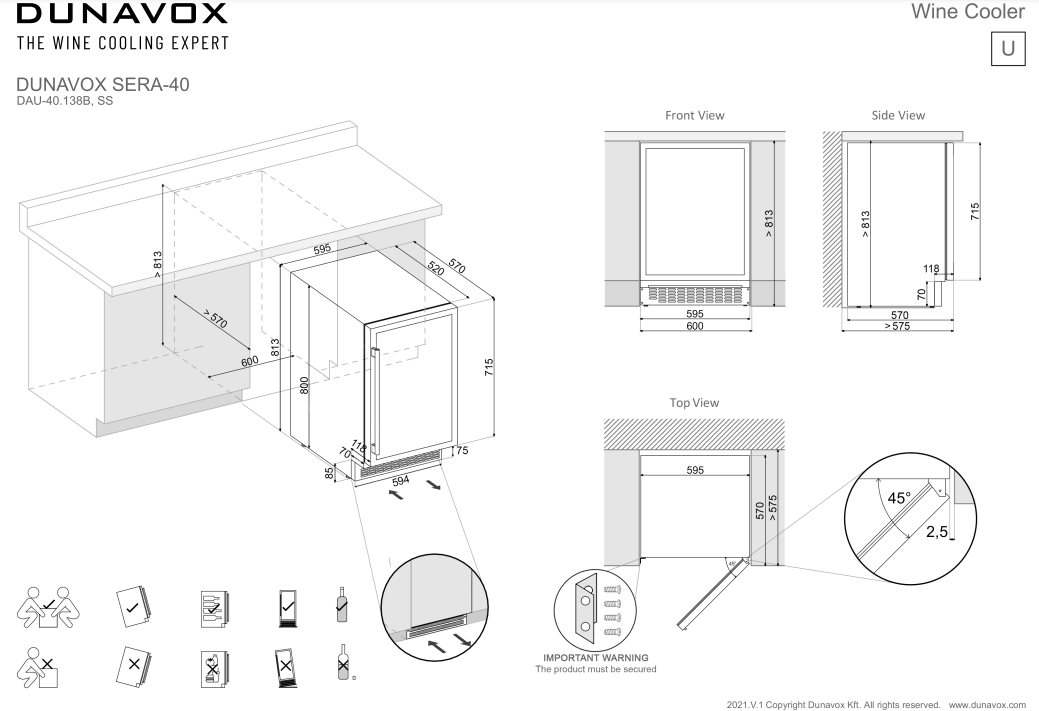 Dunavox wijnkast DAUF 40 138MB afbeelding 3
