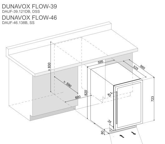 Dunavox wijnkast inbouw DAUF 46 138SS afbeelding 4