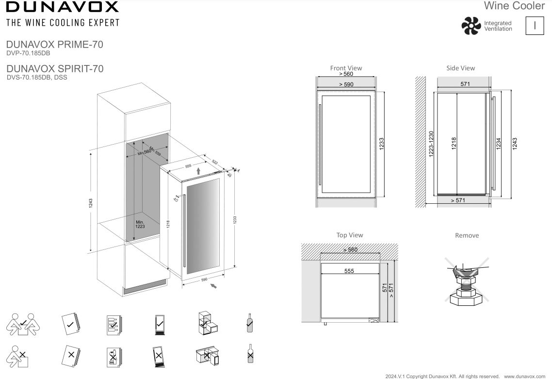 Dunavox wijnkast inbouw DVP 70 185DB afbeelding 4