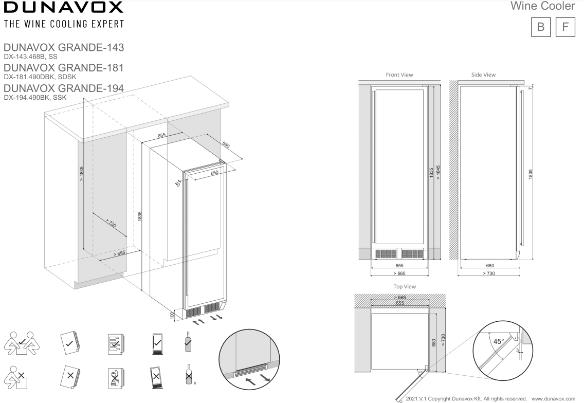 Dunavox wijnkast DX 194 490MBK afbeelding 3