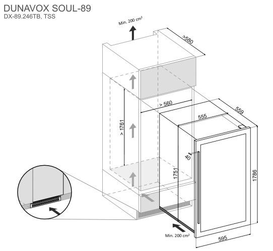 Dunavox wijnkast inbouw DX 89 246TB afbeelding 4