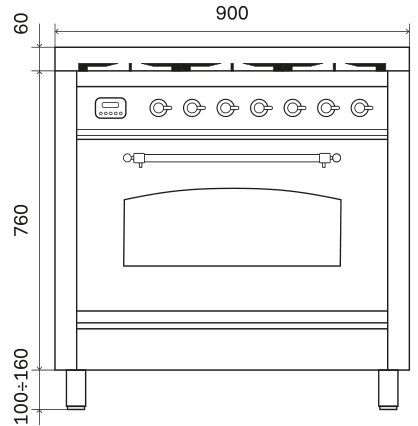 ILVE fornuis P096NE3/MGC afbeelding 3
