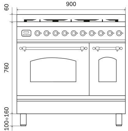 ILVE fornuis  PDI096NE3/MGC afbeelding 4