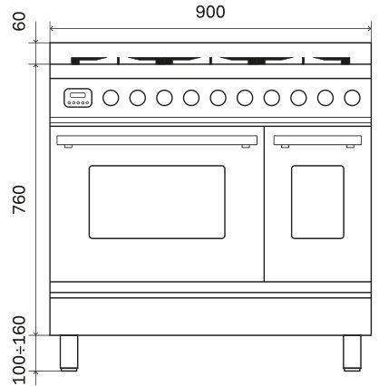 ILVE fornuis  PDI096WE3/SS afbeelding 4