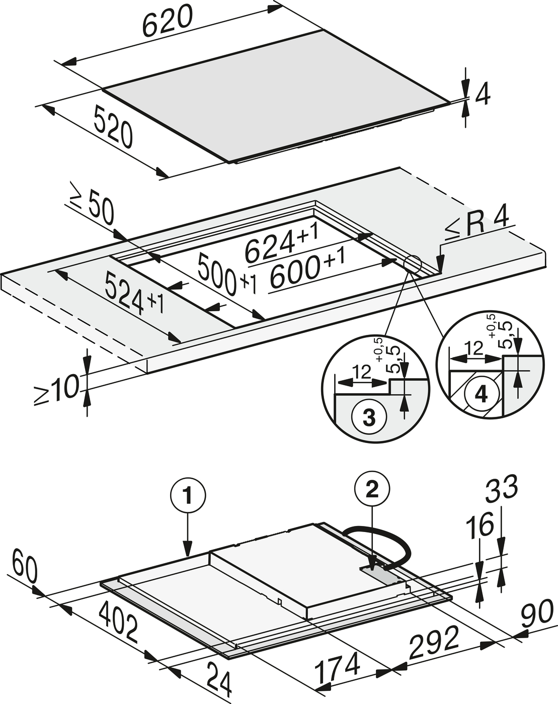 Miele kookplaat inbouw KM 7363 FL afbeelding 4