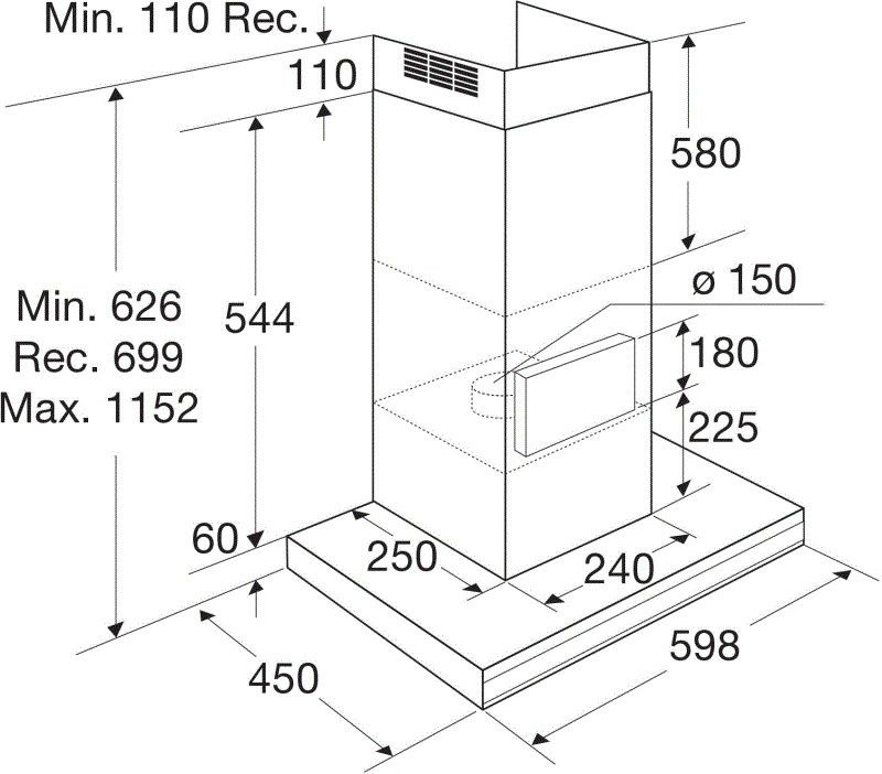 Pelgrim BSG665MAT  afzuigkap afbeelding 5