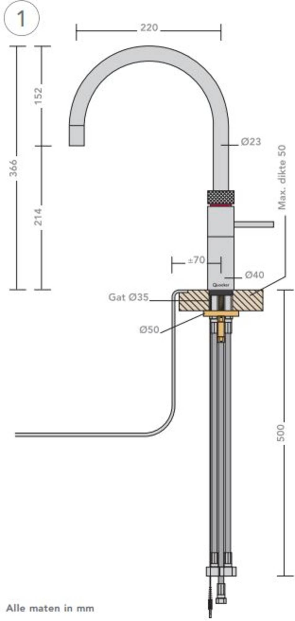 Quooker 22FRGLD  kokendwaterkraan afbeelding 5