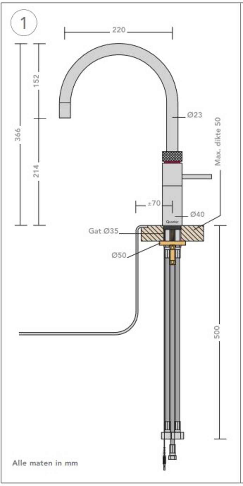 Quooker 3FRGLD  kokendwaterkraan afbeelding 5